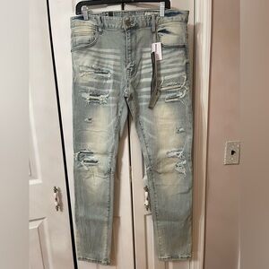 NWT Smoke Rise Jeans Men's Slim Denim 34/32 Distressed Streetwear